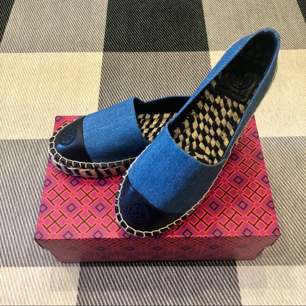 Tory Burch Platform Color Block Espadrille Denim 6